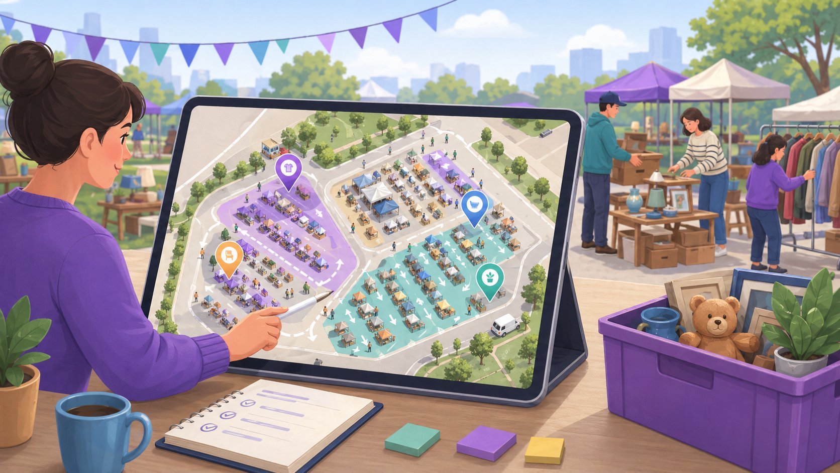 Plan de terrain interactif pour vide-grenier